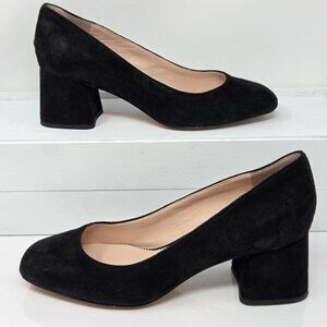 J.Crew Kate Low Heel Pumps 6.5 Black Suede Block Heel Office Old Money Preppy